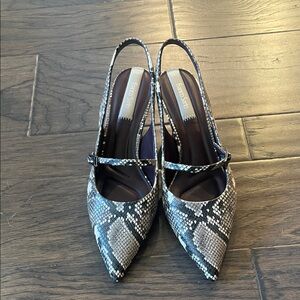 Franco Sarto Snake Print Slingback Heels